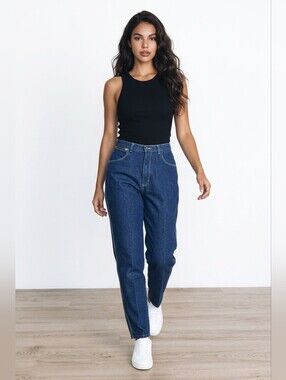Gitano Womens Vintage High Waist Dark Denim Mom Jeans 80s 90s Sz 14 Tapered Leg